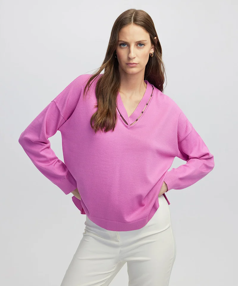ابيكول Embellished Cutout Knit Sweater